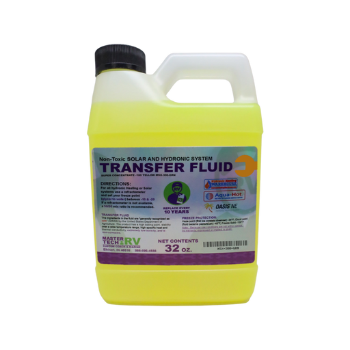 1 quart yellow super concentrate heat transfer boiler antifreeze fluid for solar and hydronic systems, non-toxic propylene glycol formula by Master Tech RV.