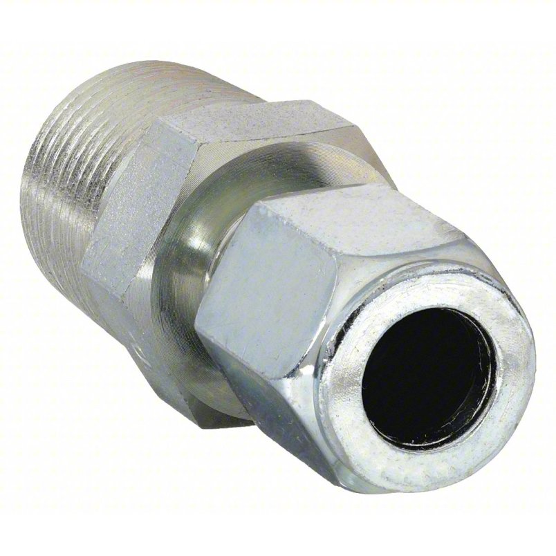 Male Connector: Straight Adapter, Male Flareless Bite x MNPTF, For 1/4 in Tube OD, 1/4 in Pipe Size